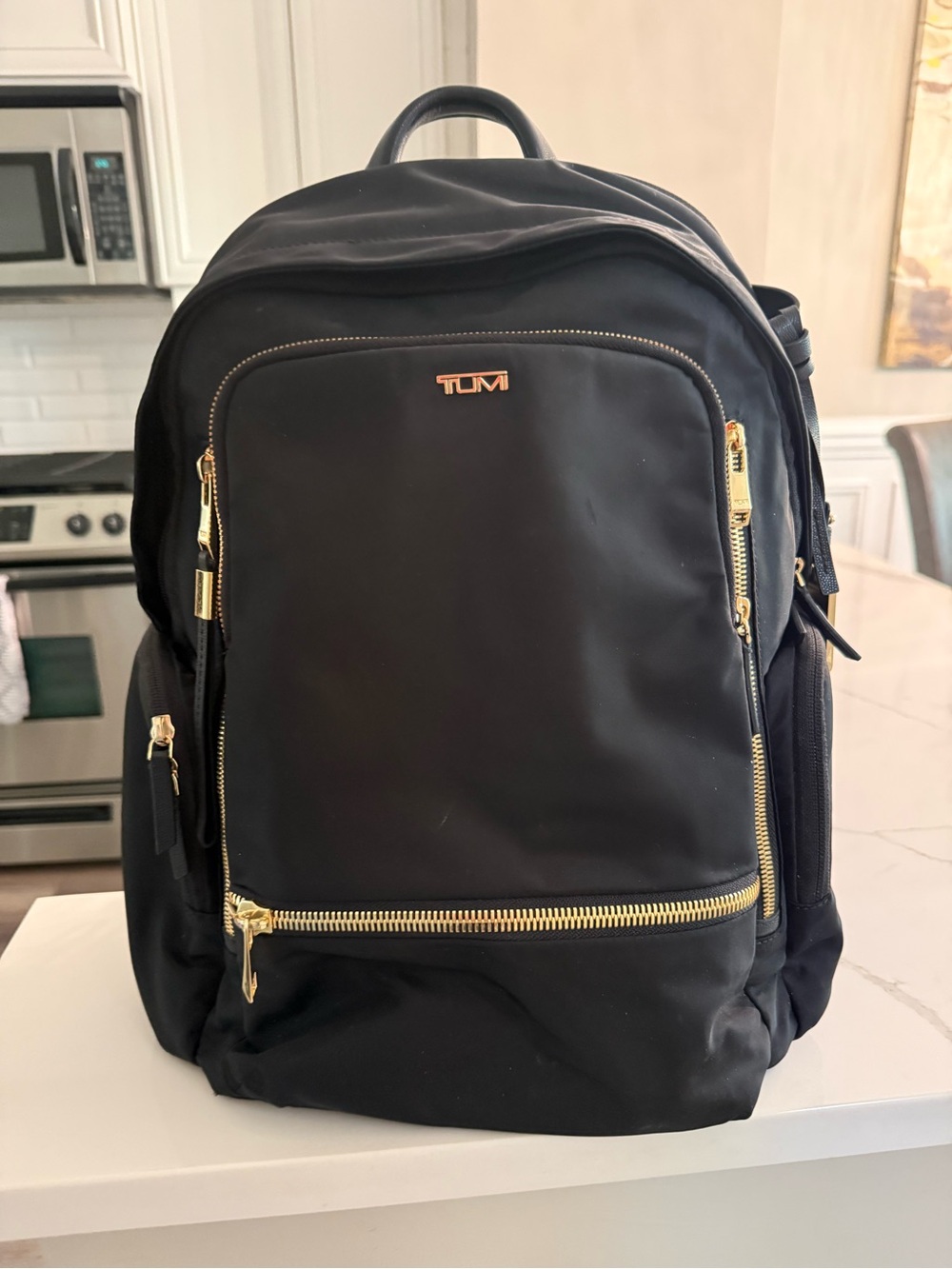 TUMI Black Nylon Voyageur Celina Backpack with Gold Hardware good condition - Picture 4 of 5